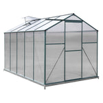 6 x 10FT Green Aluminium Hobby Greenhouse With Base And Two Openable Windows