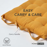 100% Cotton Seat Pads Plain Chair Cushions For Dining Room, Kitchen, Or Outdoor Garden Use | Set-of-4 | Mustard