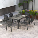 7 Pieces Patio Dining Set W/ 6 Stackable Chairs For Poolside