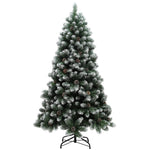 5/6/7ft Artificial Pine Christmas Tree With Pinecones, Steel Base | 6ft | Green