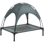 Pawhut 76cm Elevated Dog Bed Cooling Raised Pet Cot Uv Protection Canopy | Gray