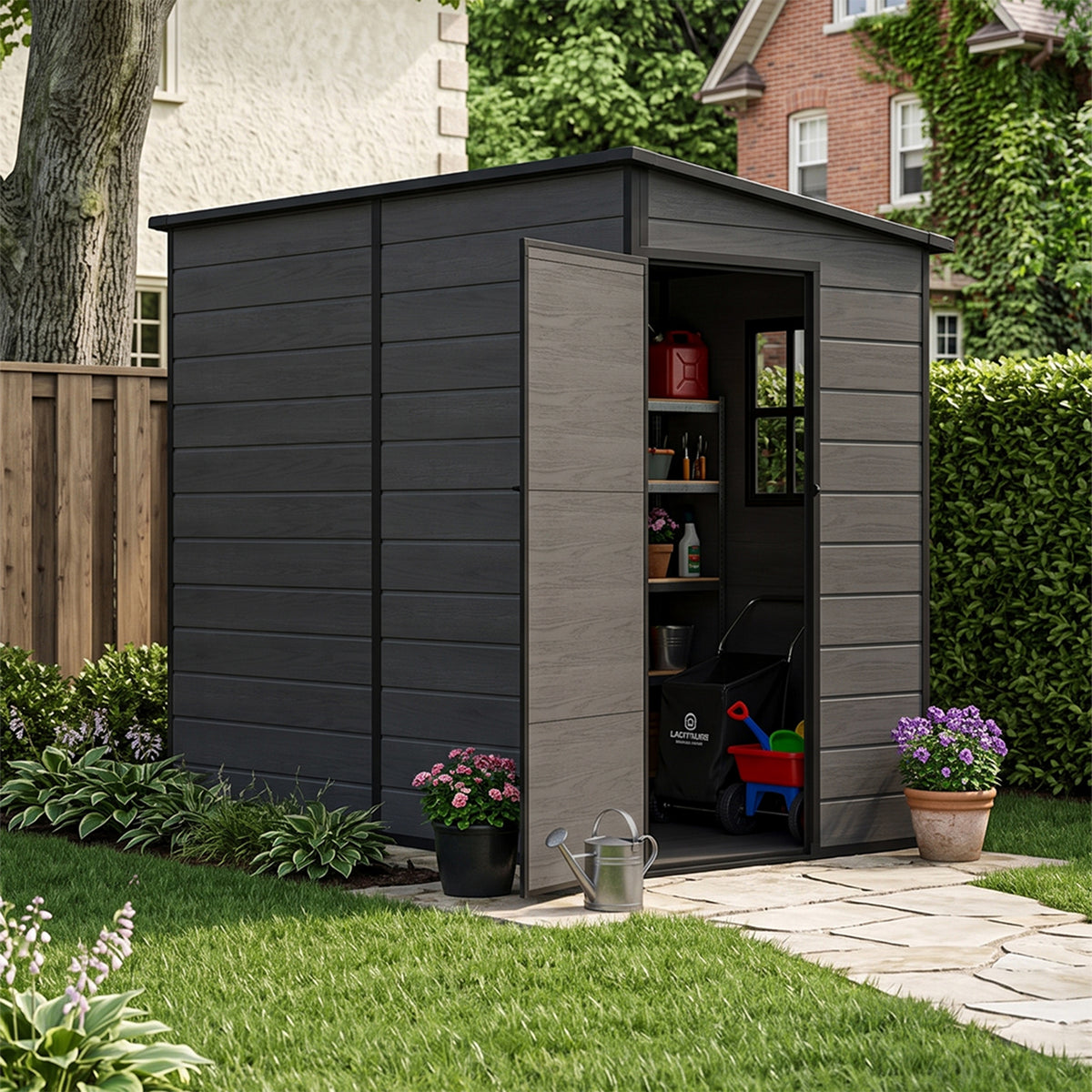 Breeins 8 X 4ft Outdoor Tool Storage Shed With Pent Roof For Garden