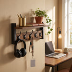Breeins Wall-mounted Entryway Rustic Coat Rack Shelf With 5 Hooks