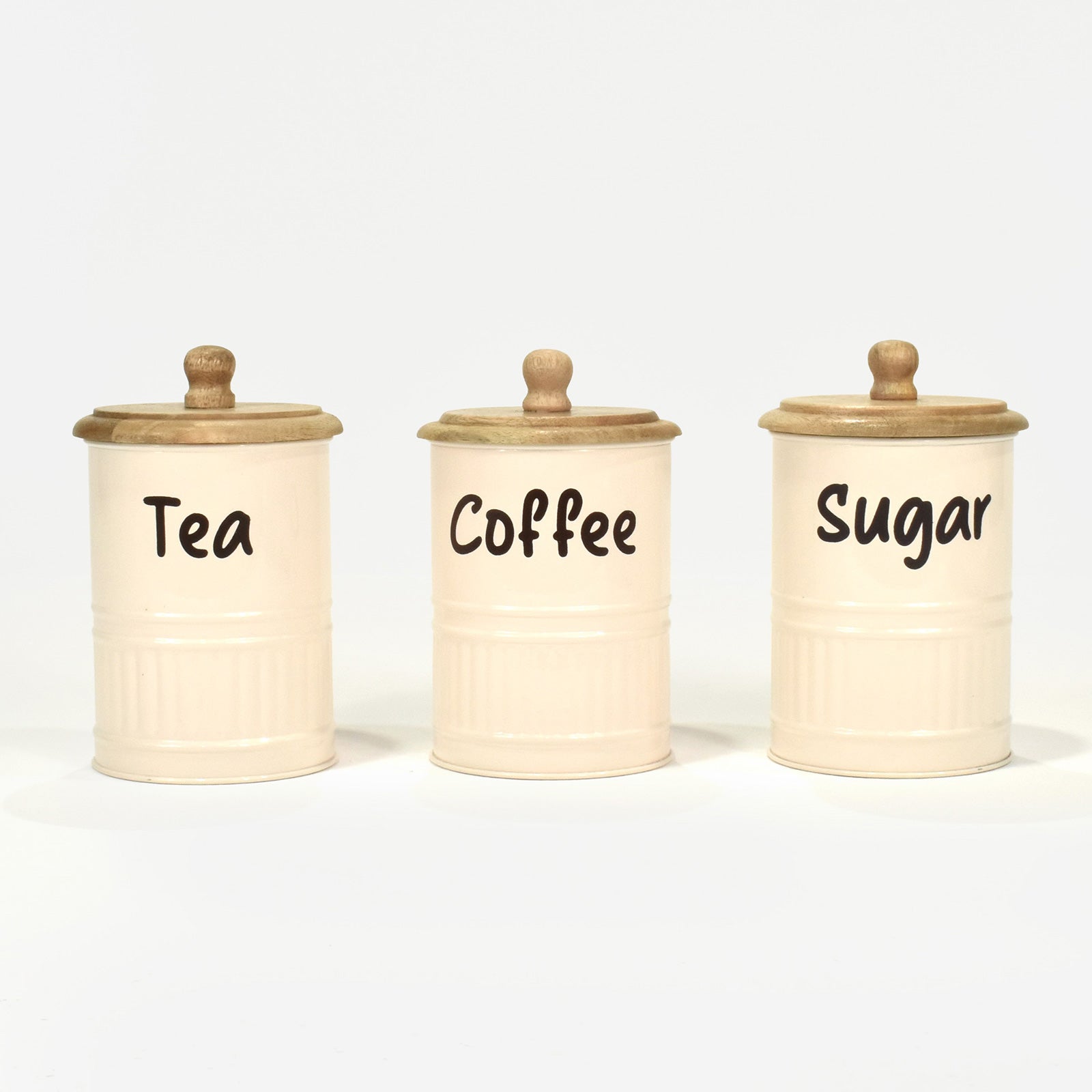 Set Of 3 Cream Tea, Coffee, Sugar Canisters