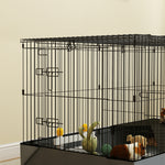 Guinea Pig Cage, 2 In 1 Rabbit Cage Pet Playpen With 2 Separate Area, Black