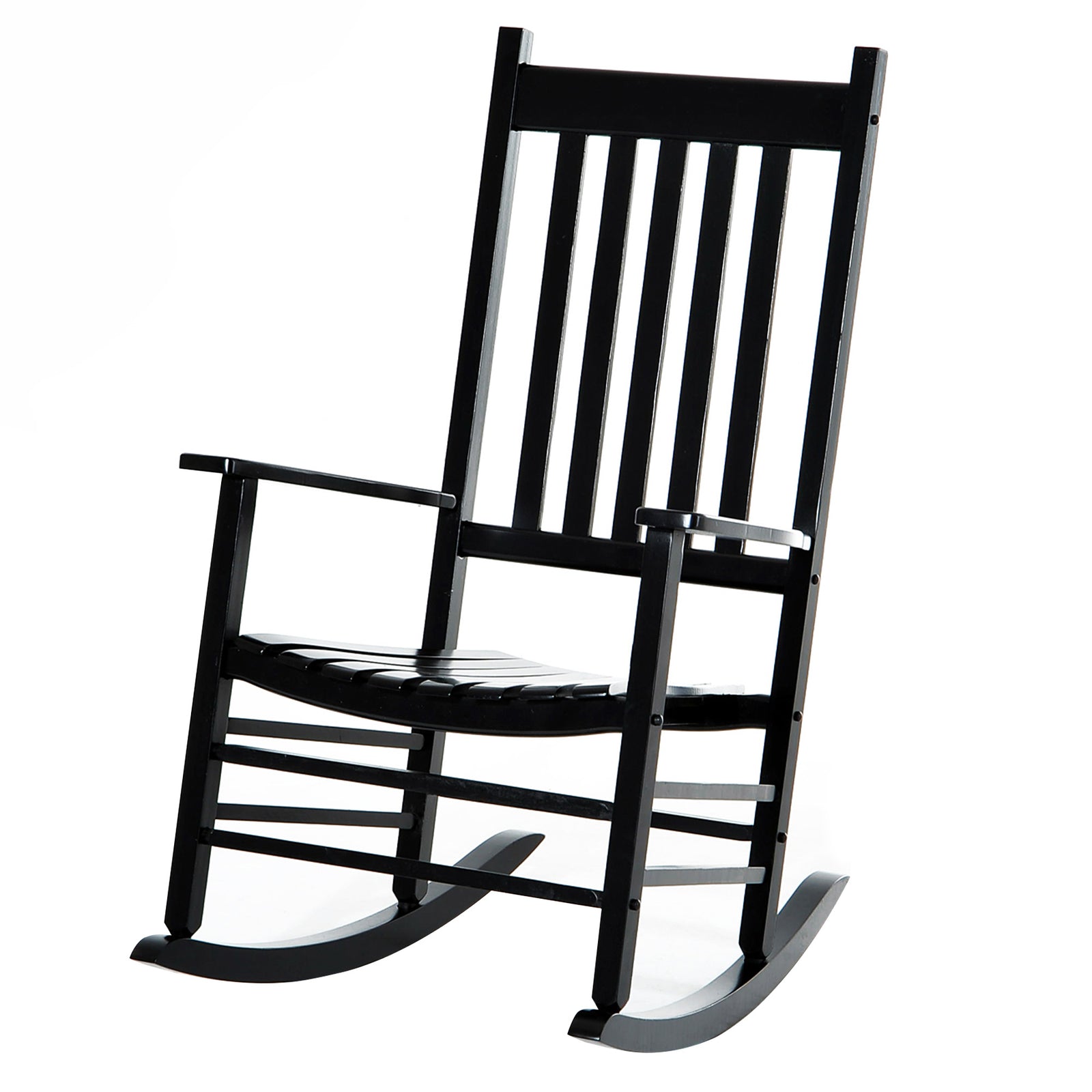 Porch Rocking Chair Wooden Rocker | Black