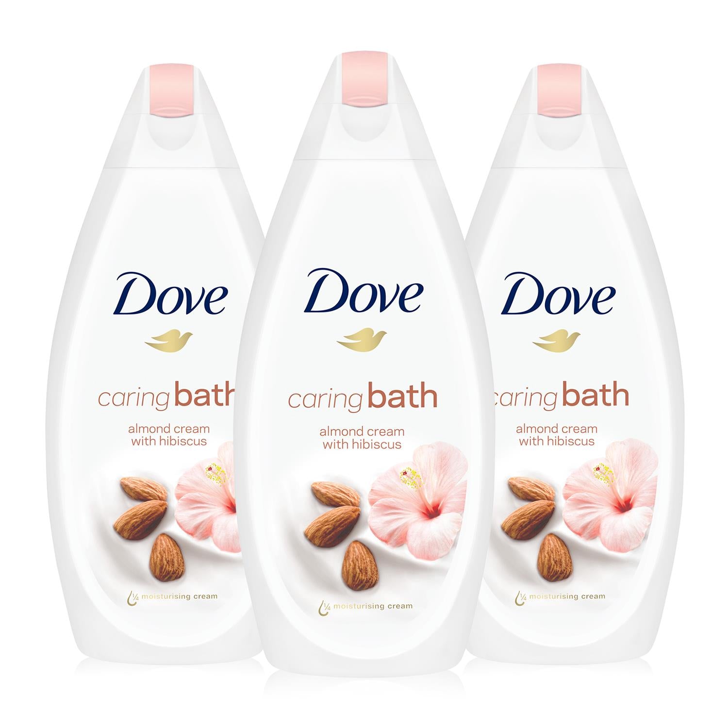 Caring Bath Almond Cream And Hibiscus Moisturising Cream Bath Soak, 3x450ml