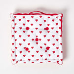 Cotton Hearts Print Floor Cushion | 40cm x 40cm | Red