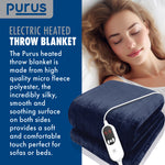 Deluxe Electric Throw Heated Double Over Blanket Soft Fleece 9 Heat & 12 Timer Settings | L | Navy Blue