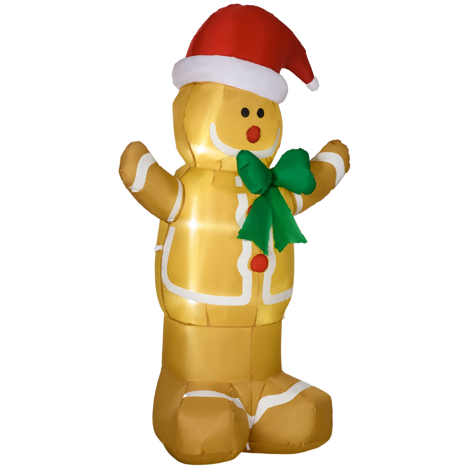 6ft Christmas Inflatable Gingerbread Man And Santa Hat