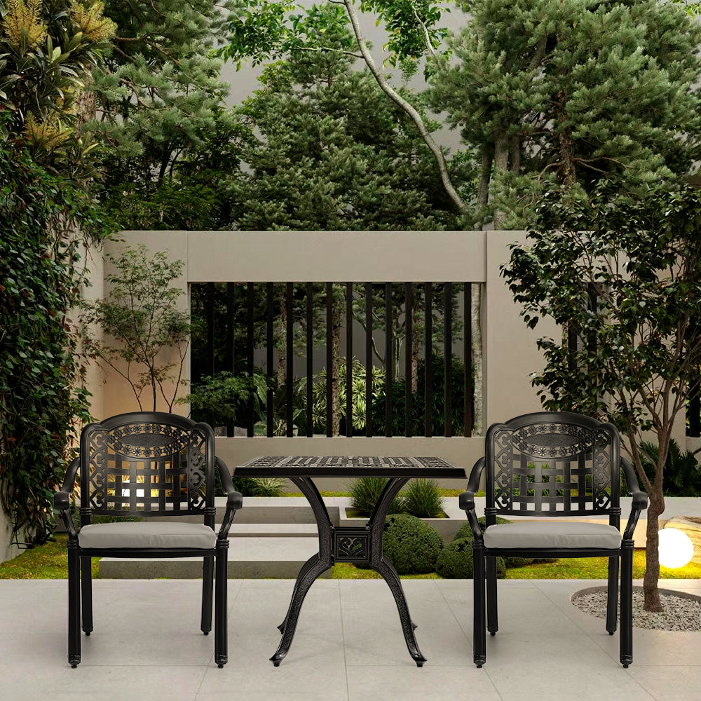 3-piece Cast Aluminium patio furniture Square Outdoor Dining Set