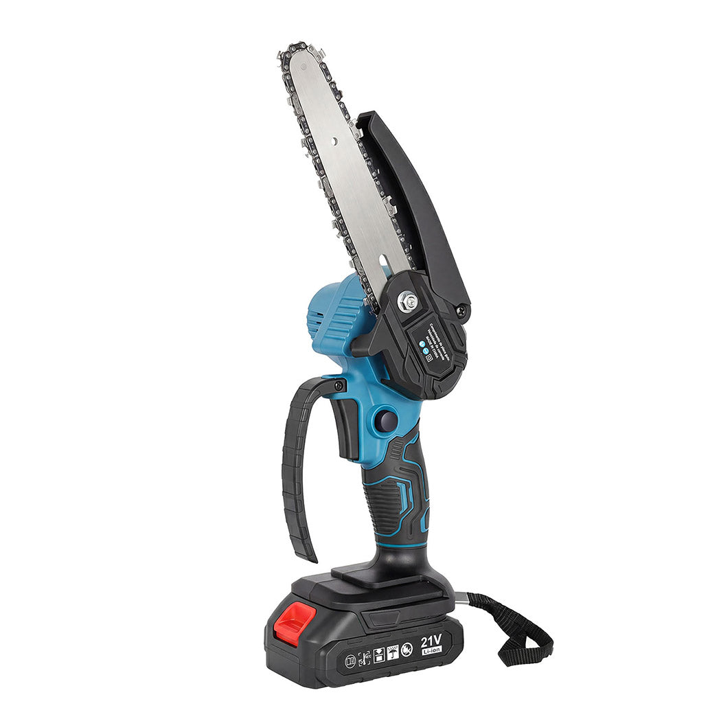 Mini Chainsaw Cordless 6in And 8in Dual Bar Garden Pruning Black Blue | Blue