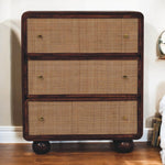 Chestnut Woven Chest, 3 Drawers, Woven Fronts, Brown