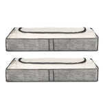 Set Of 2 Grey Linen Printed Underbed Storage Bag With Viewing Panel