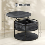 Lift Top Coffee Table, Round Coffee Table With Hidden Storage | Grey