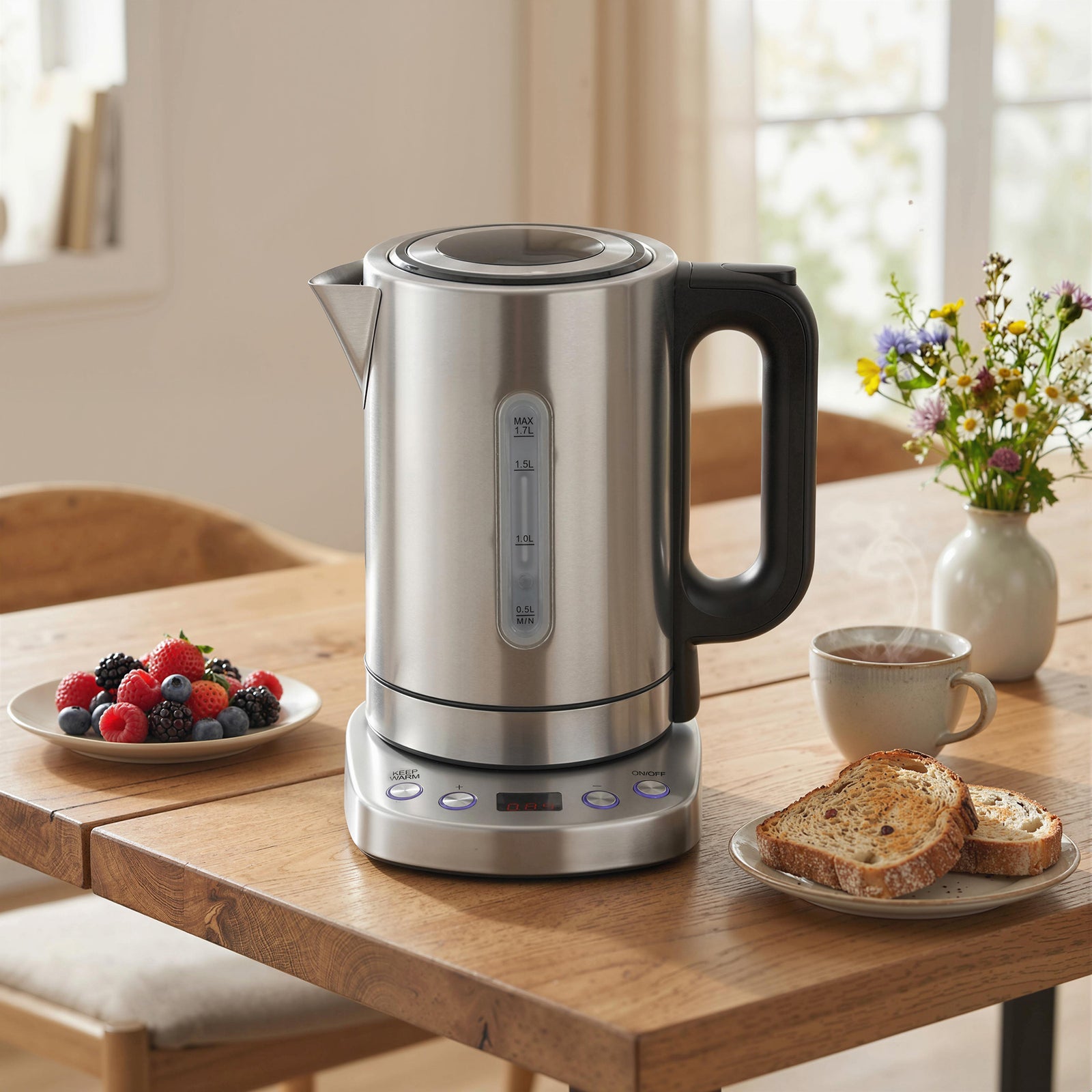 Electric Kettle, 1.7l Fast Boil, 3kw Water Kettle With Strix Thermost | Silver