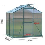 Polycarbonate Greenhouse With Base – Aluminum Frame Walk-in Greenhouse With Sliding Door & Ventilation Window For Plants & Flowers, Green, 4 x 6ft