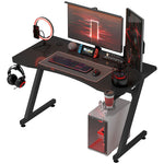 Gaming Desk Steel Frame Cup Holder Black | Black