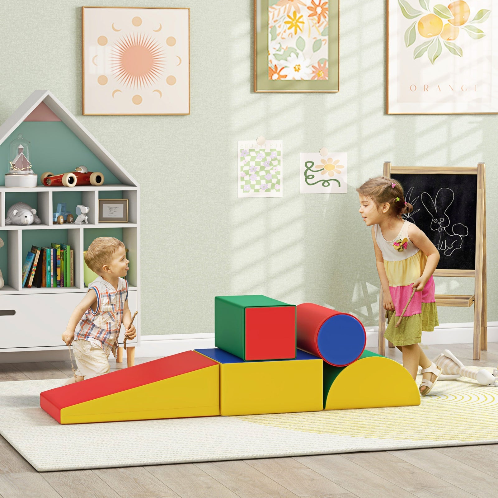 5 Piece Soft Safe Foam Playset Climb And Crawl Activity Toy For Toddler | Red