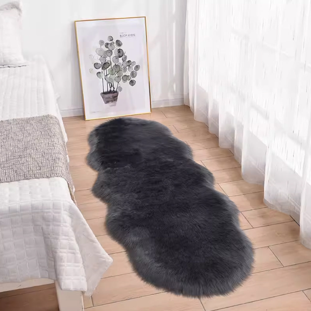 Faux Fur Sheepskin Rug | Dark Grey