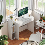 HOMCOM Computer Desk With 3 Open Shelves And Drawer, White