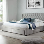 Newton Velvet 4 Drawer Storage Bed | Double | Grey