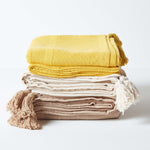 Cotton Rajput Ribbed Throw | 255cm x 360cm | Tangerine