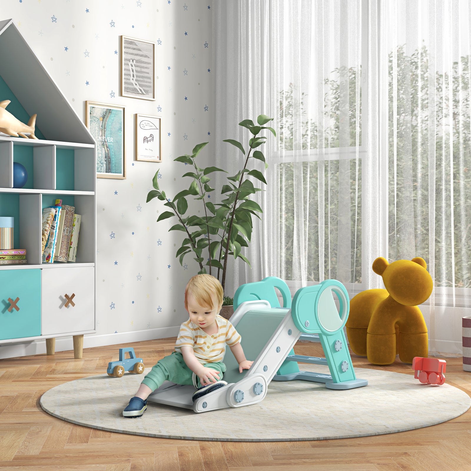 Foldable Kids Slide, Baby Slide For 1.5-3 Years | Green