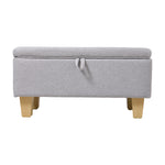 Modern Linen Upholstered Storage Bench | Grey