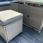 The Croft 8 Seat Corner Gas Firepit Rattan Dining Set | Grey