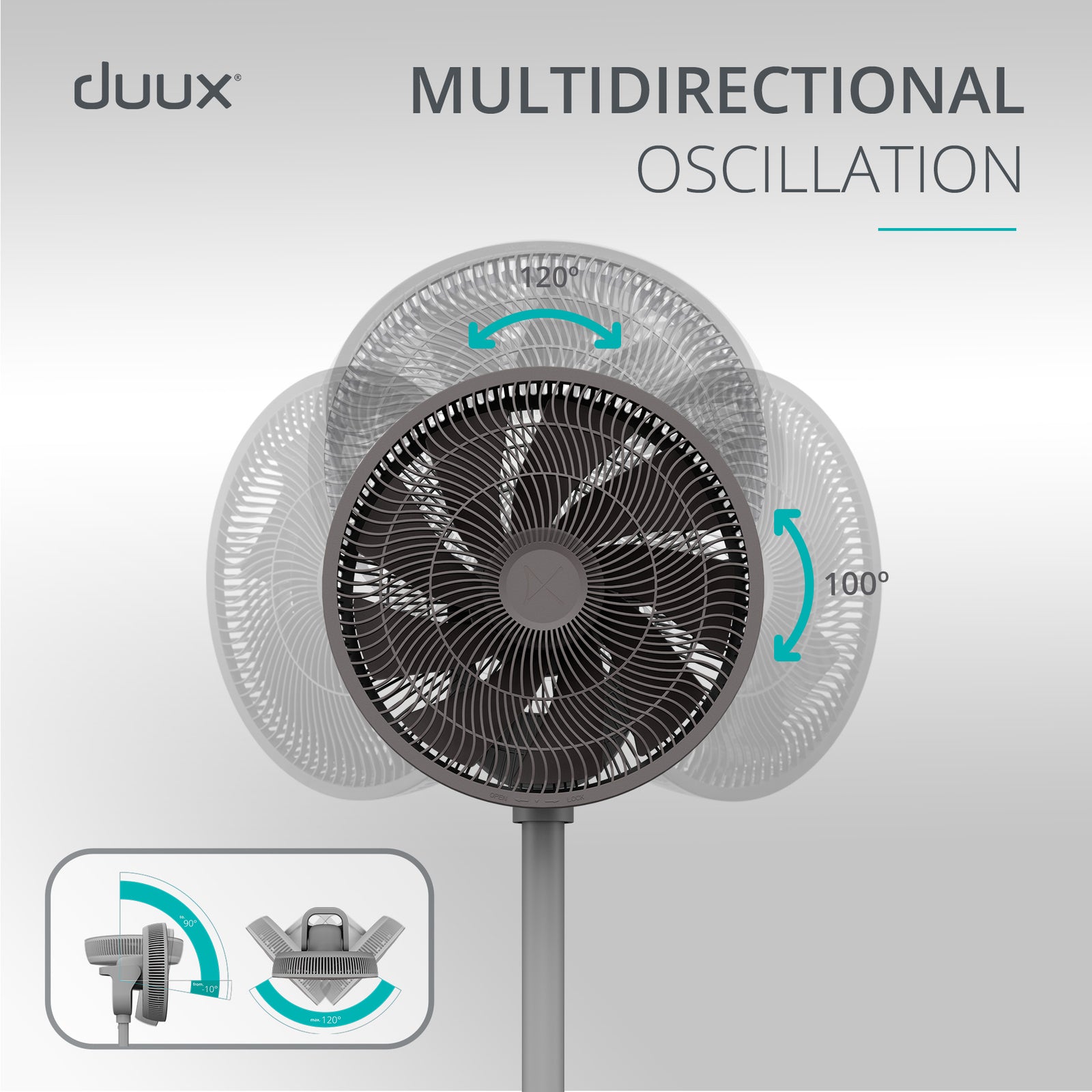 Whisper 3 Standing Fan With Remote Control | Grey