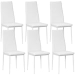 6-pieces Dining Chairs, Faux Leather Kitchen Chairs | White