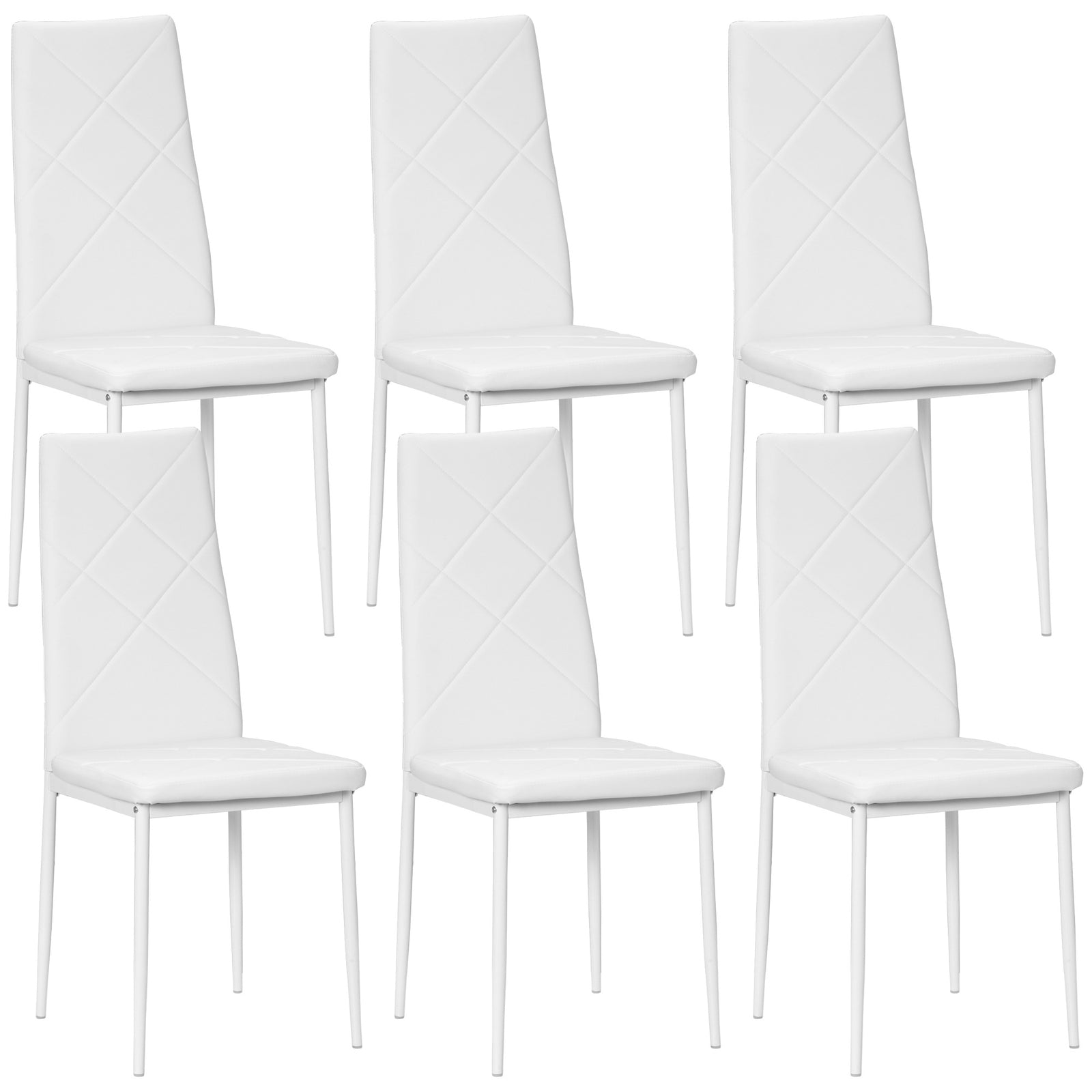 6-pieces Dining Chairs, Faux Leather Kitchen Chairs | White