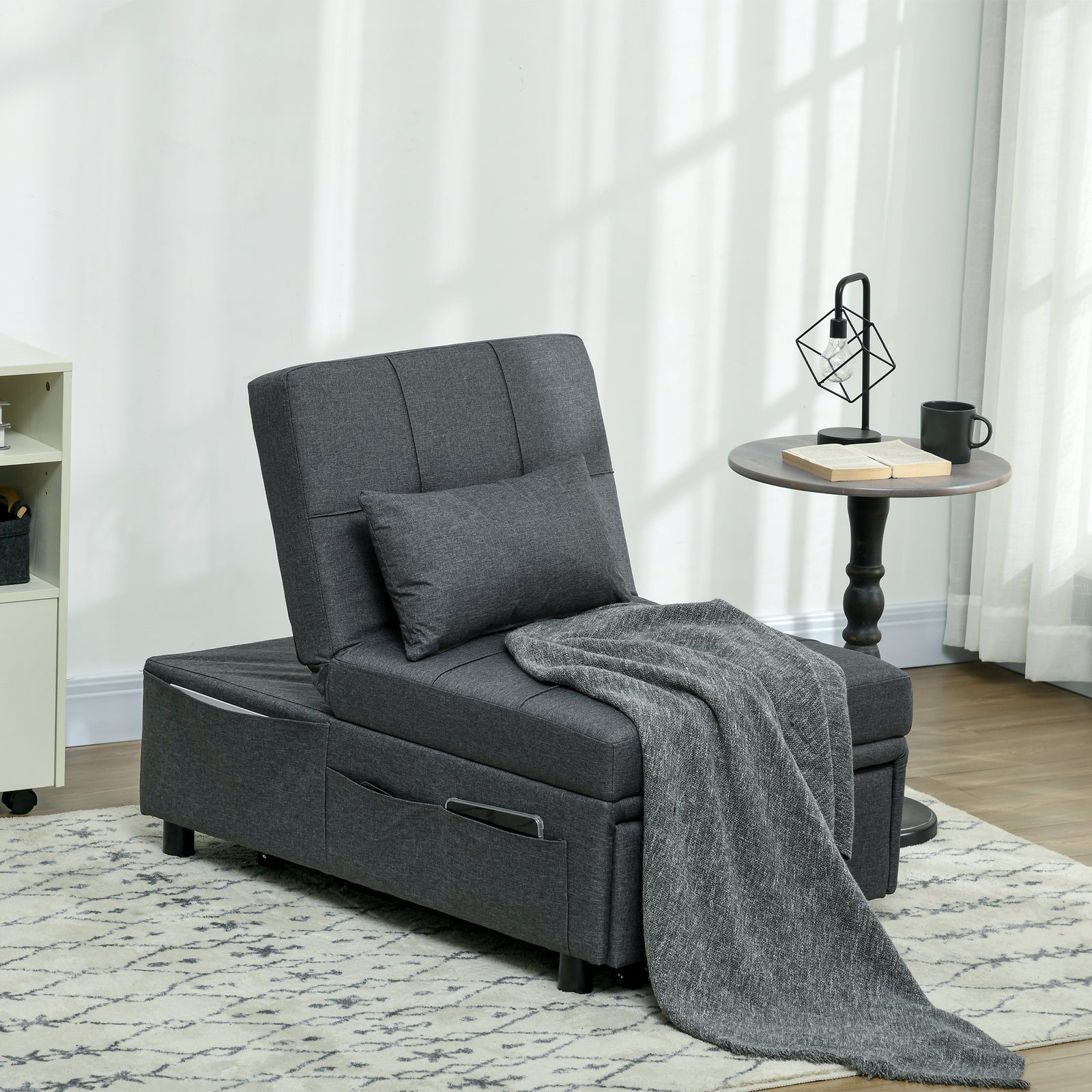 Folding Sofa Bed Adjustable Single Sleeper With Pillow | One Size
