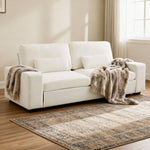 2-seater Chenille Upholstered Sofa With Pillows | Beige