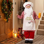 HOMCOM 4ft Christmas Singing Cooking Santa Claus With Head Moving
