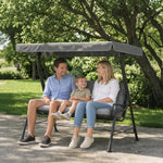 3-seater Garden Swing Seat, Outdoor Swing Chair With Canopy, Grey