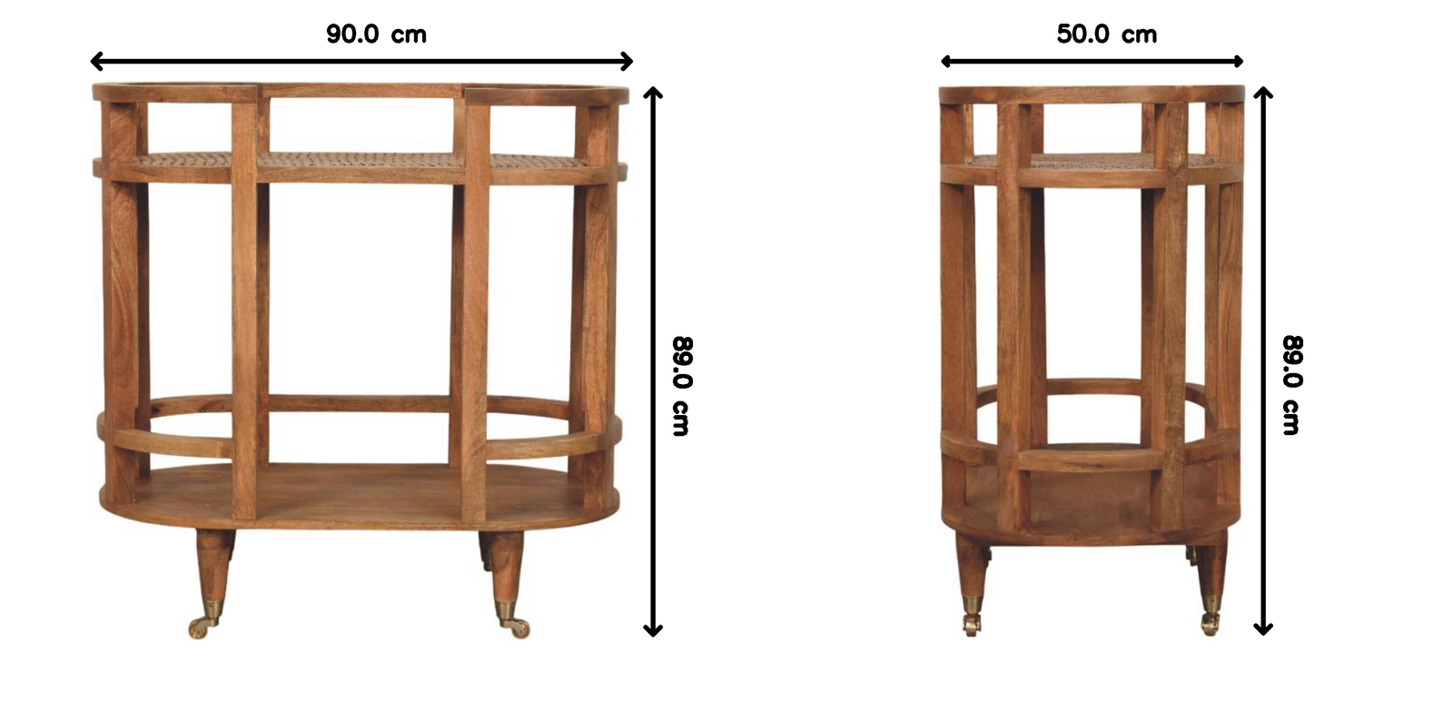 Saffron Rattan Butler Table, Hand-woven Saffron Rattan, 1 Open Shelf, Brown