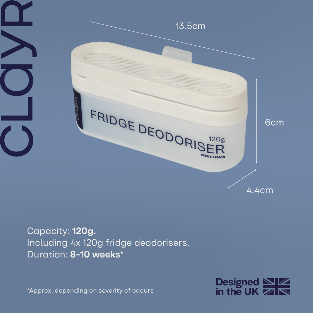 Clayr Fridge Deodoriser 120g Natural Gel 4 Pack - Off White With Clip Hook
