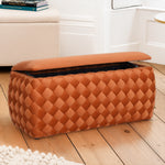 Plumeo Large Velvet Storage Ottoman | Orange