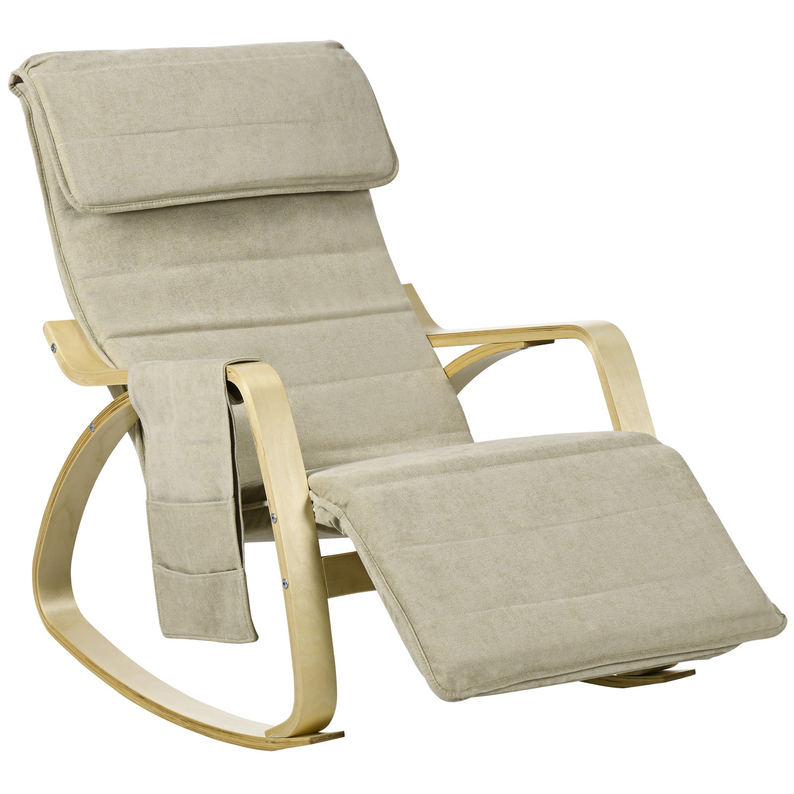 Rocking Chair Recliner Armchair With Adjustable Footrest | One Size | Khaki