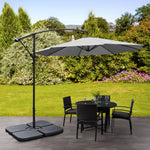 3m Banana Cantilever Patio Parasol For Outdoor Sunshade And Rain With A Cross Base And A Square Base | One Size | Light Grey