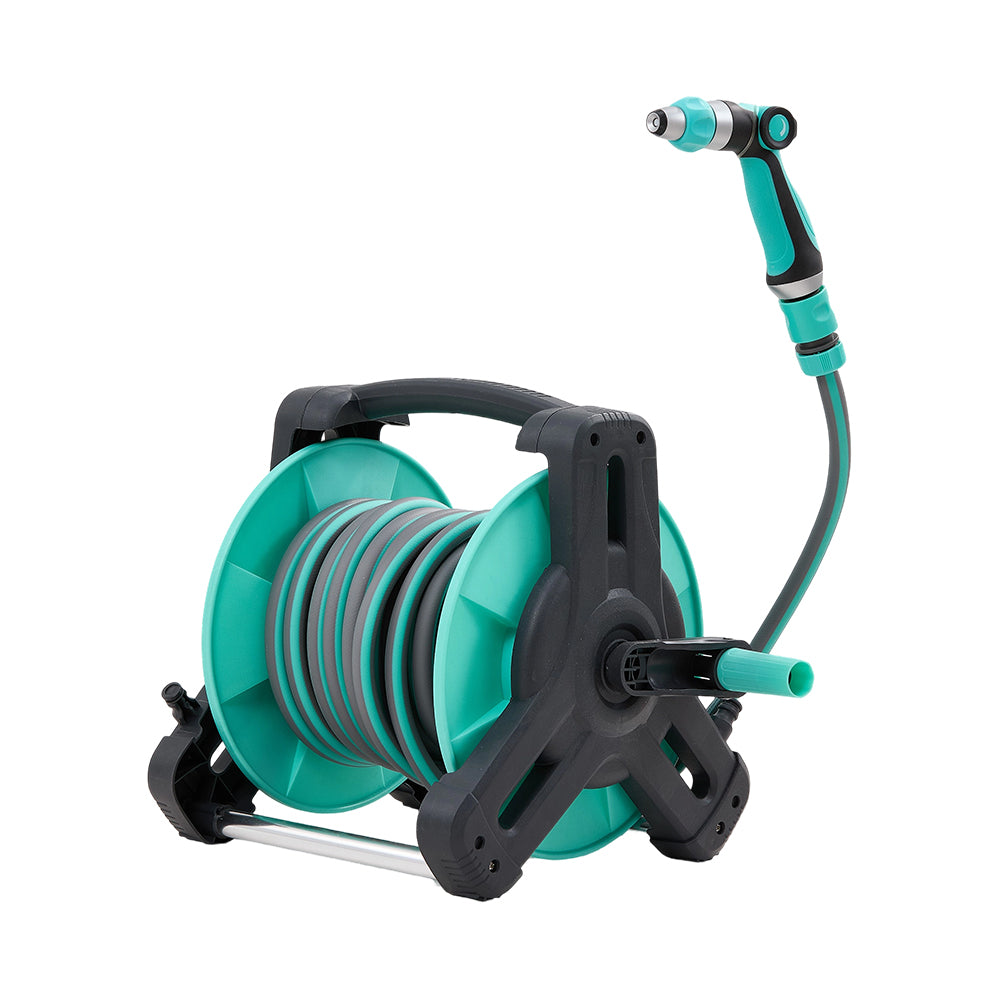 High Pressure Water Gun Hose Reel Set 10m/15m/20m/25m/30m, Ready To Use Garden Watering Kit With Wall Mount & Accessories | 20m