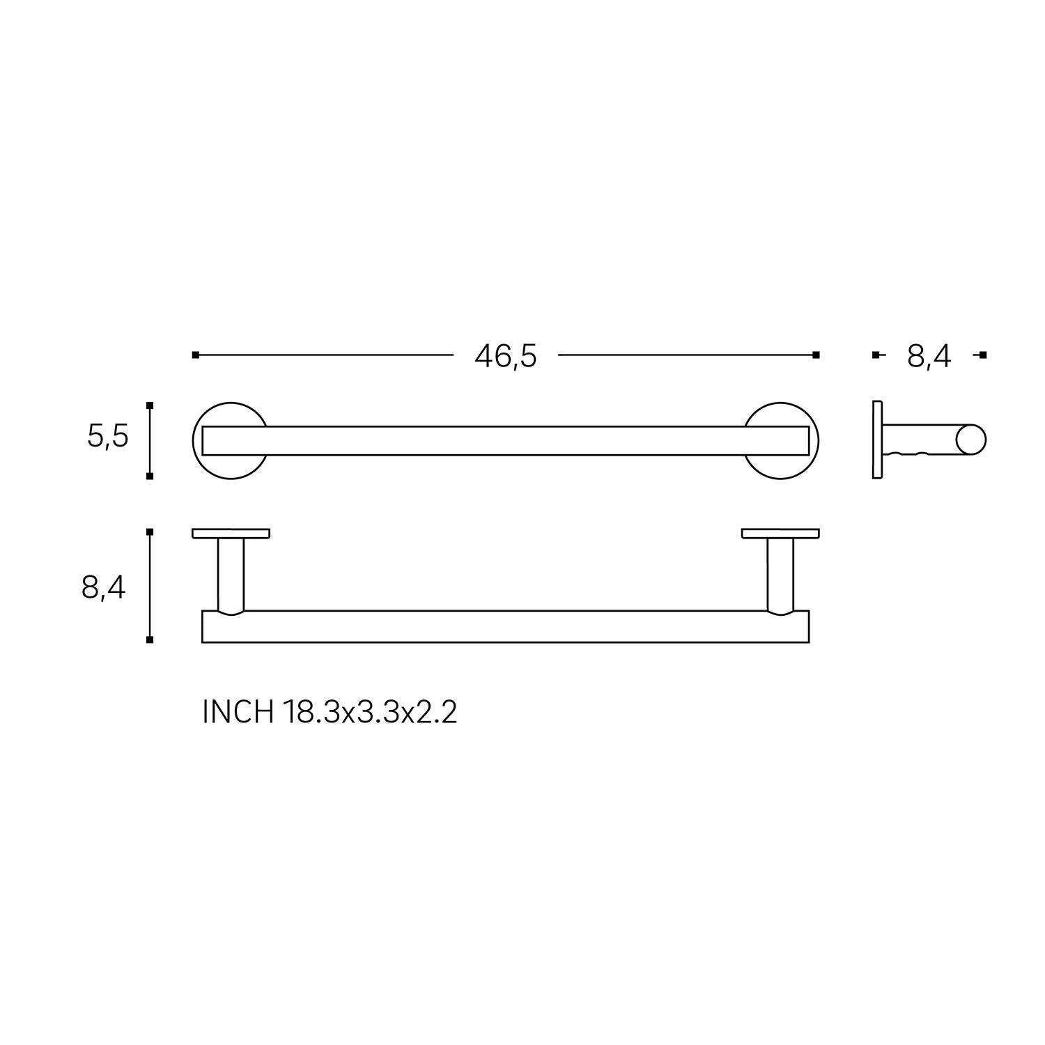 Towel Rail, Matt White, Wall-mounted, 45 Cm. Collection Architect S+