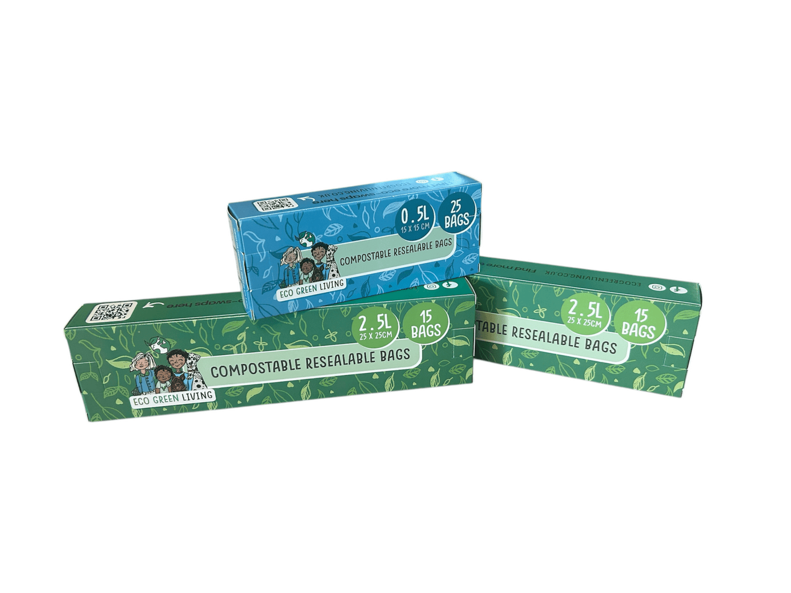 Compostable Resealable Zip Lock Bags Large  2.5 Litre X 2 And 0.5 Litre