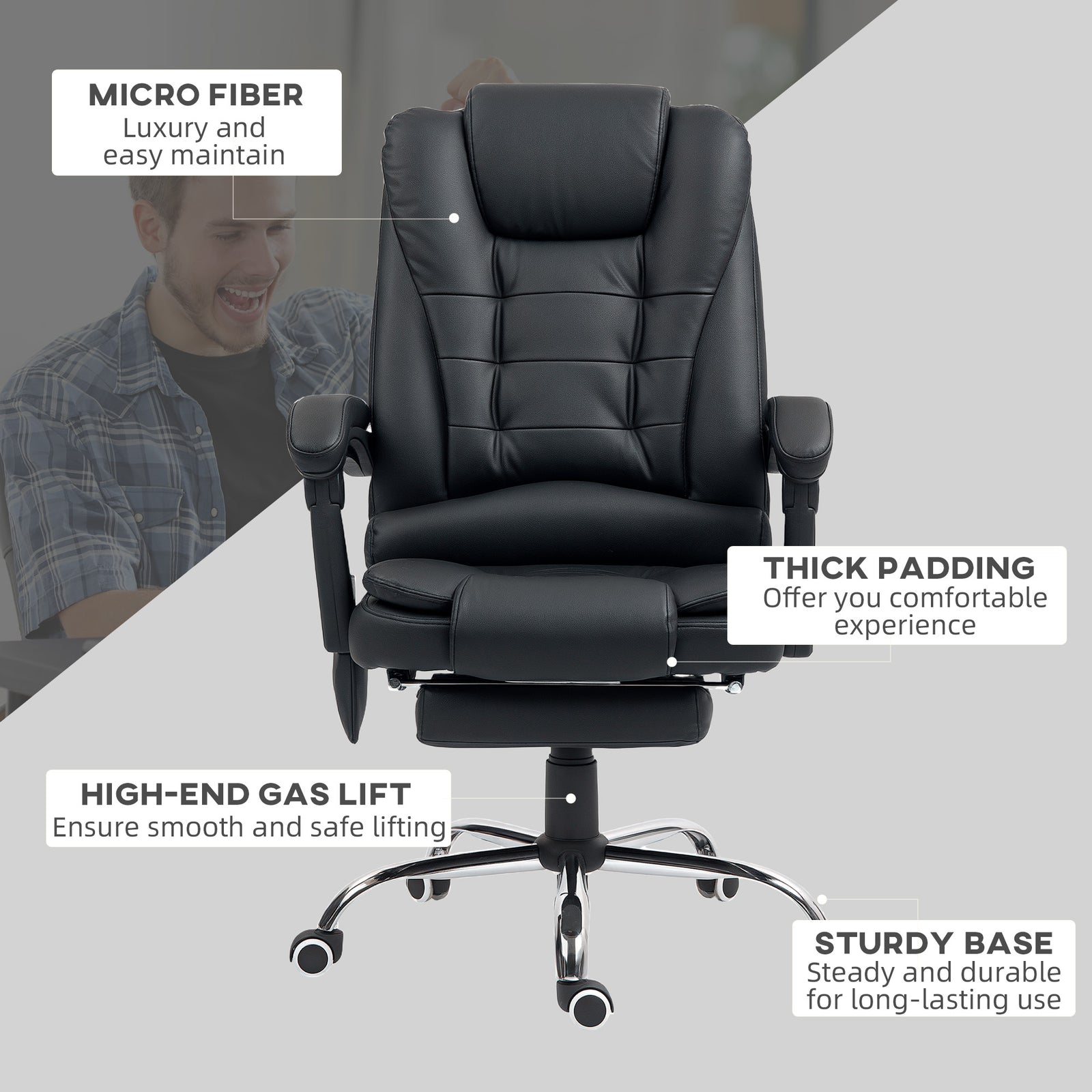 Ergonomic Heated 6 Points Vibration Massage Office Chair