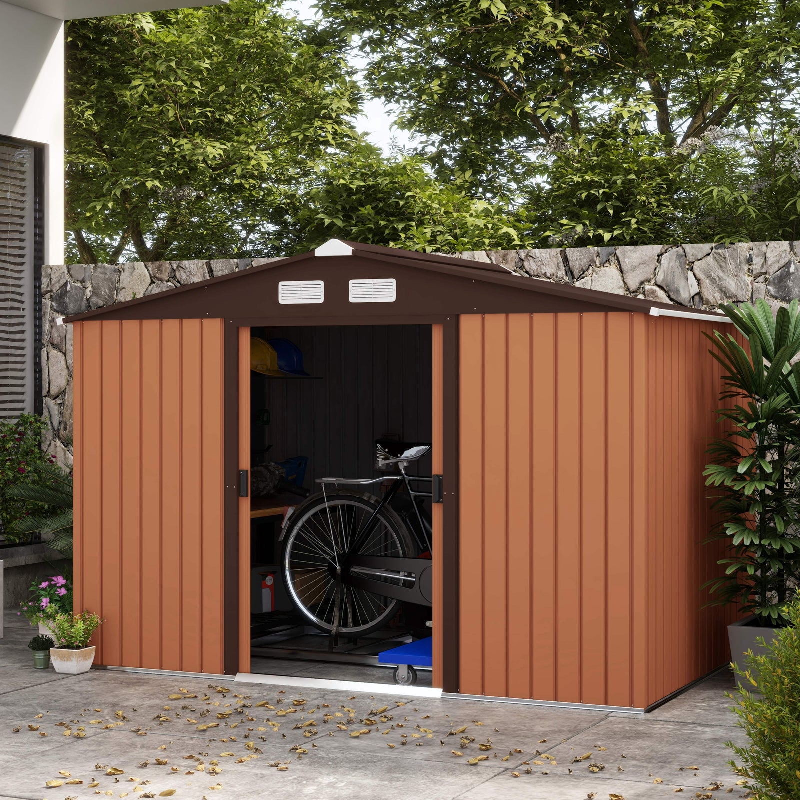 Garden Shed Storage Unit With Locking Door Floor Foundation | Medium | Yellow