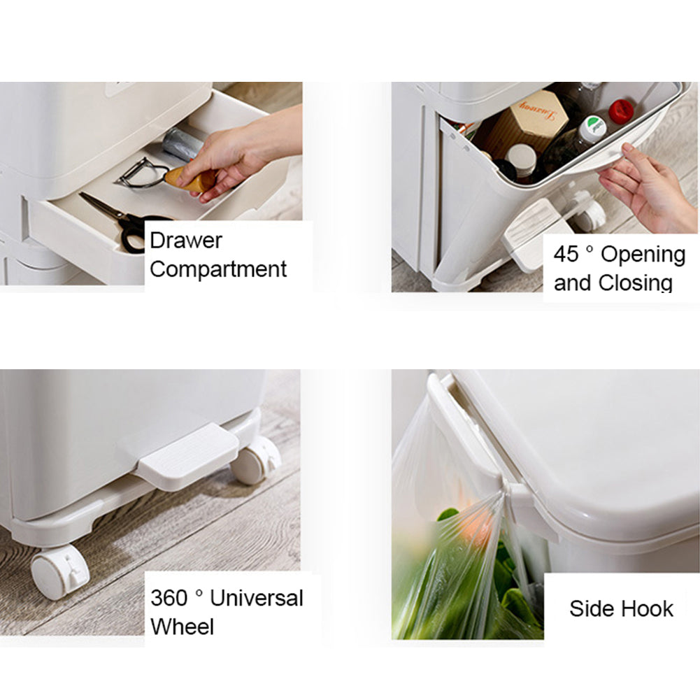 Rubbish Dustbin Recycling Bin Rubbish Trash Home Kitchen White | 38l | White