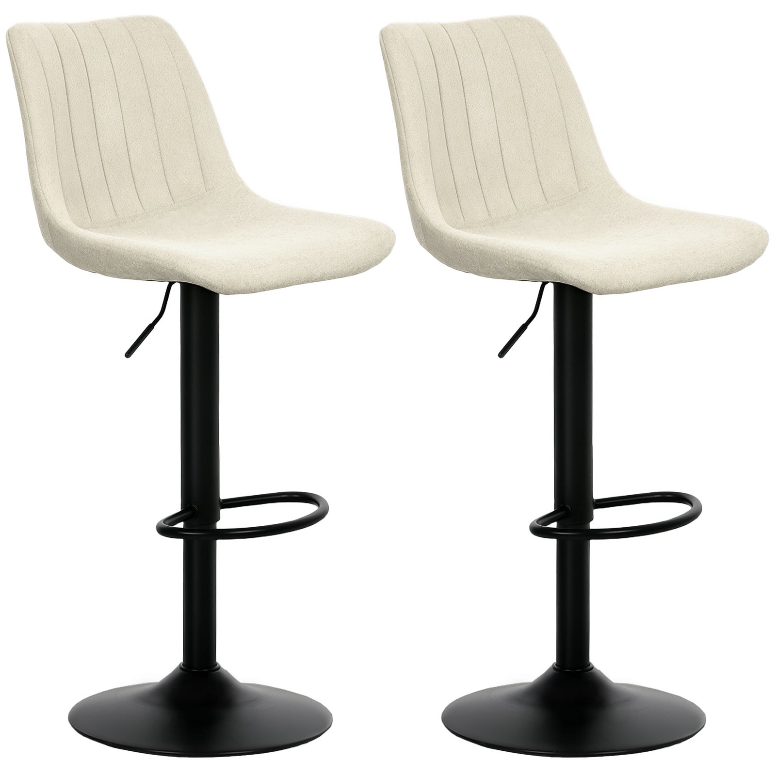 Bar Stools Set Of 2 Adjustable Swivel With Backrest | One Size | Beige