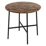 Dining Table Round Kitchen 4 Person Coffee Restaurant Metal Base 80cm | Brown